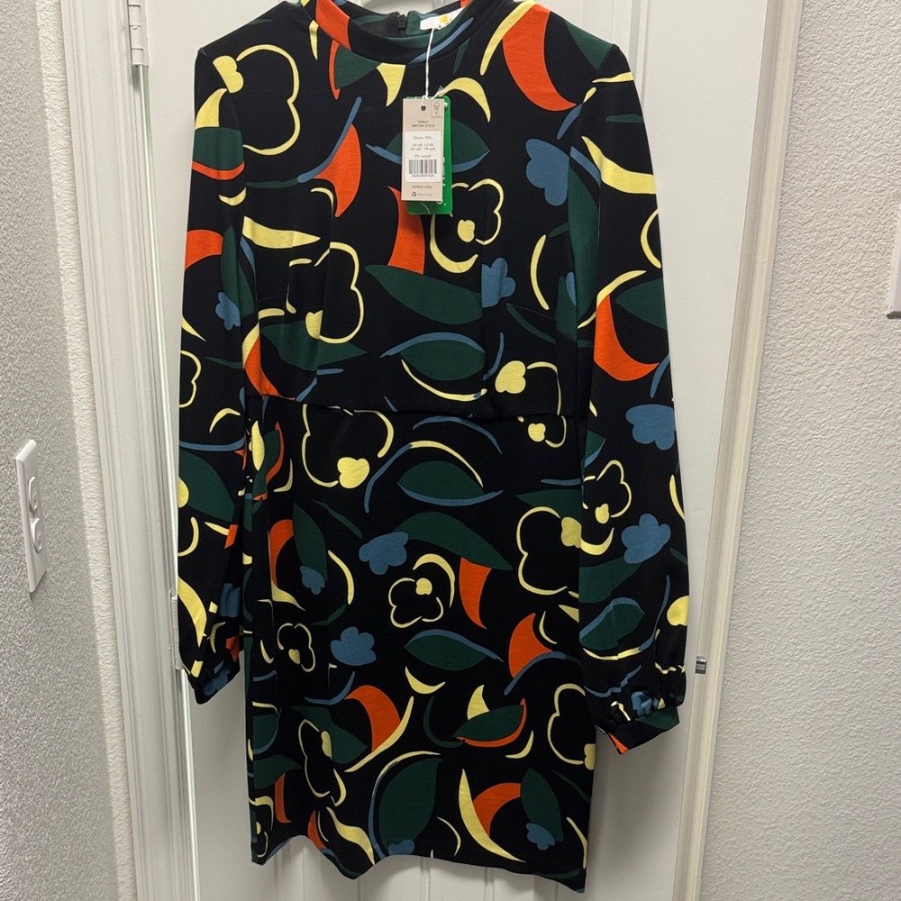 Boden Vibrant Abstract Long Sleeve Dress